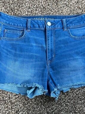 American Eagle Outfitters Blue Denim Frayed Hem Shorts
